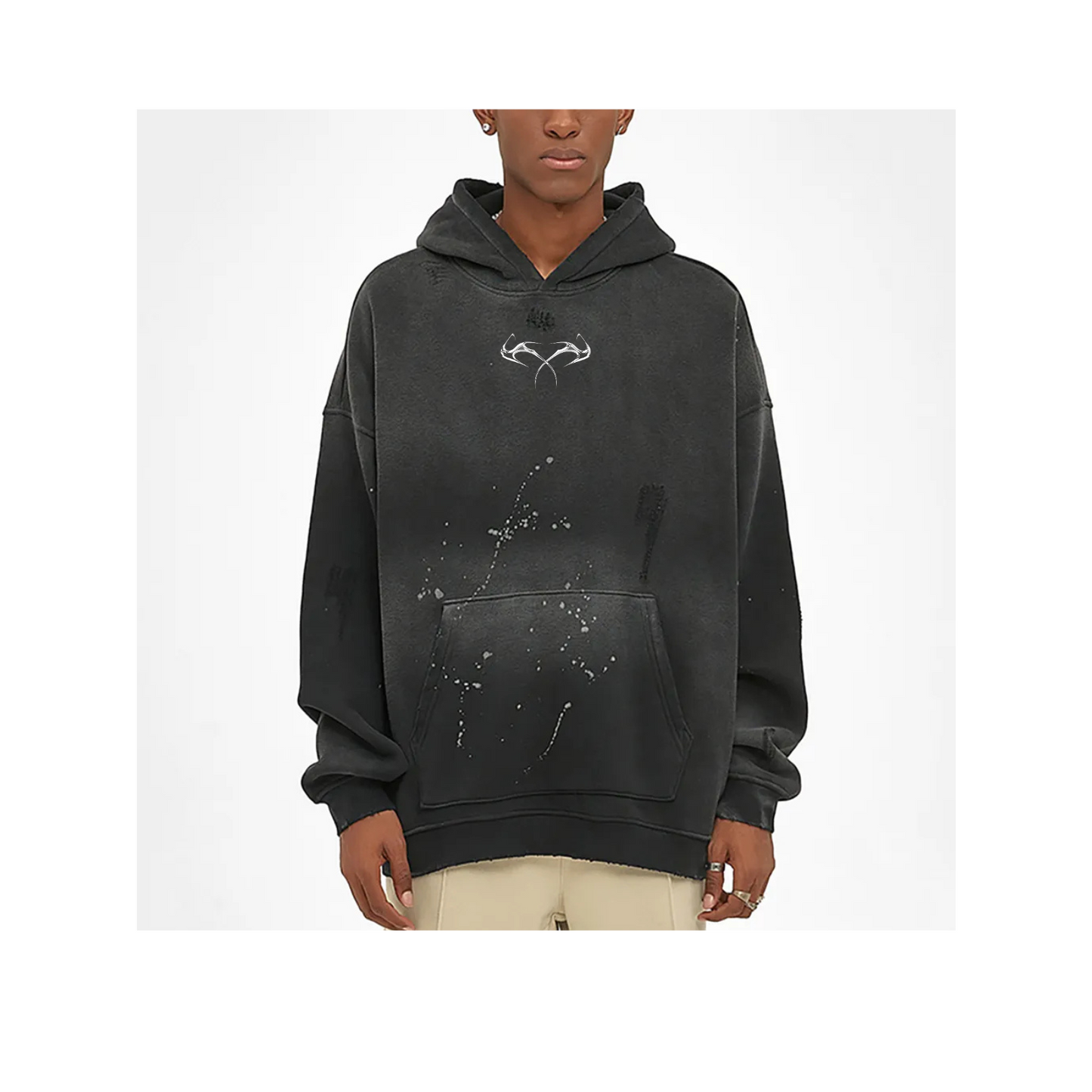 Vintage Wash Frayed Fleece Hoodie - 360 GSM