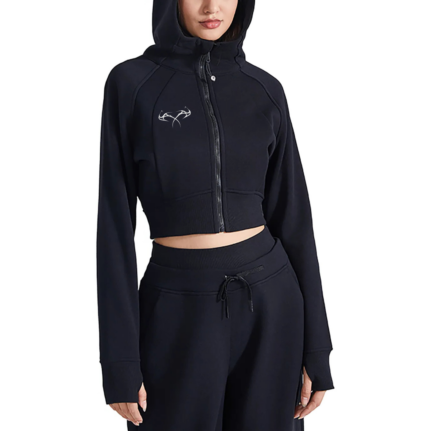 Cropped Zip-Through Hoodie