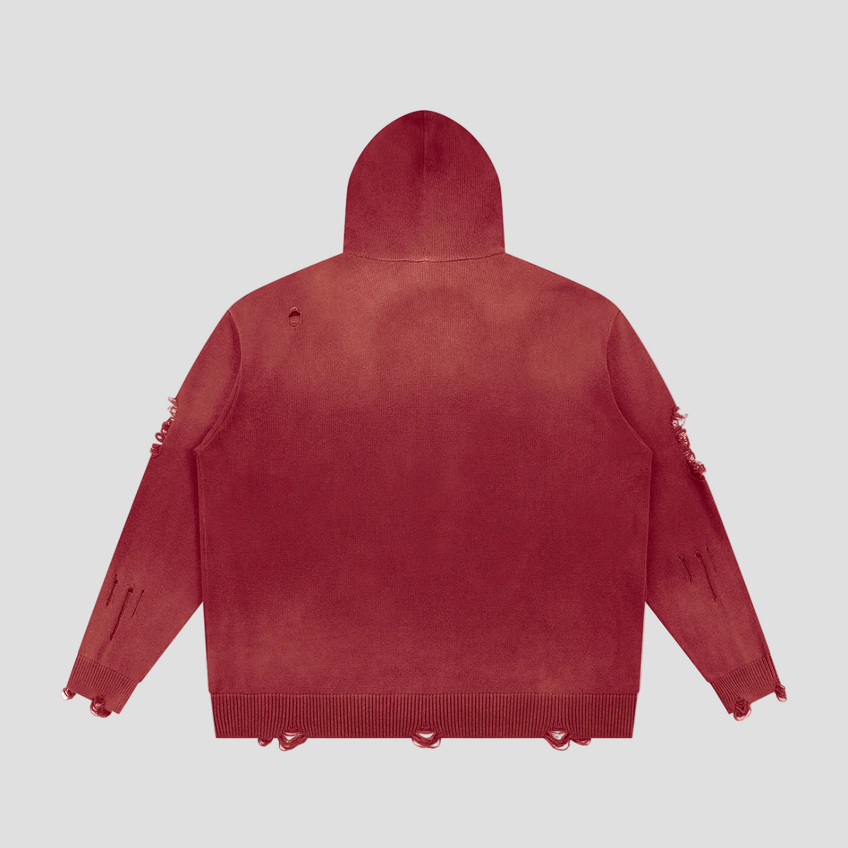 Unisex Distressed Full Zip Sweater