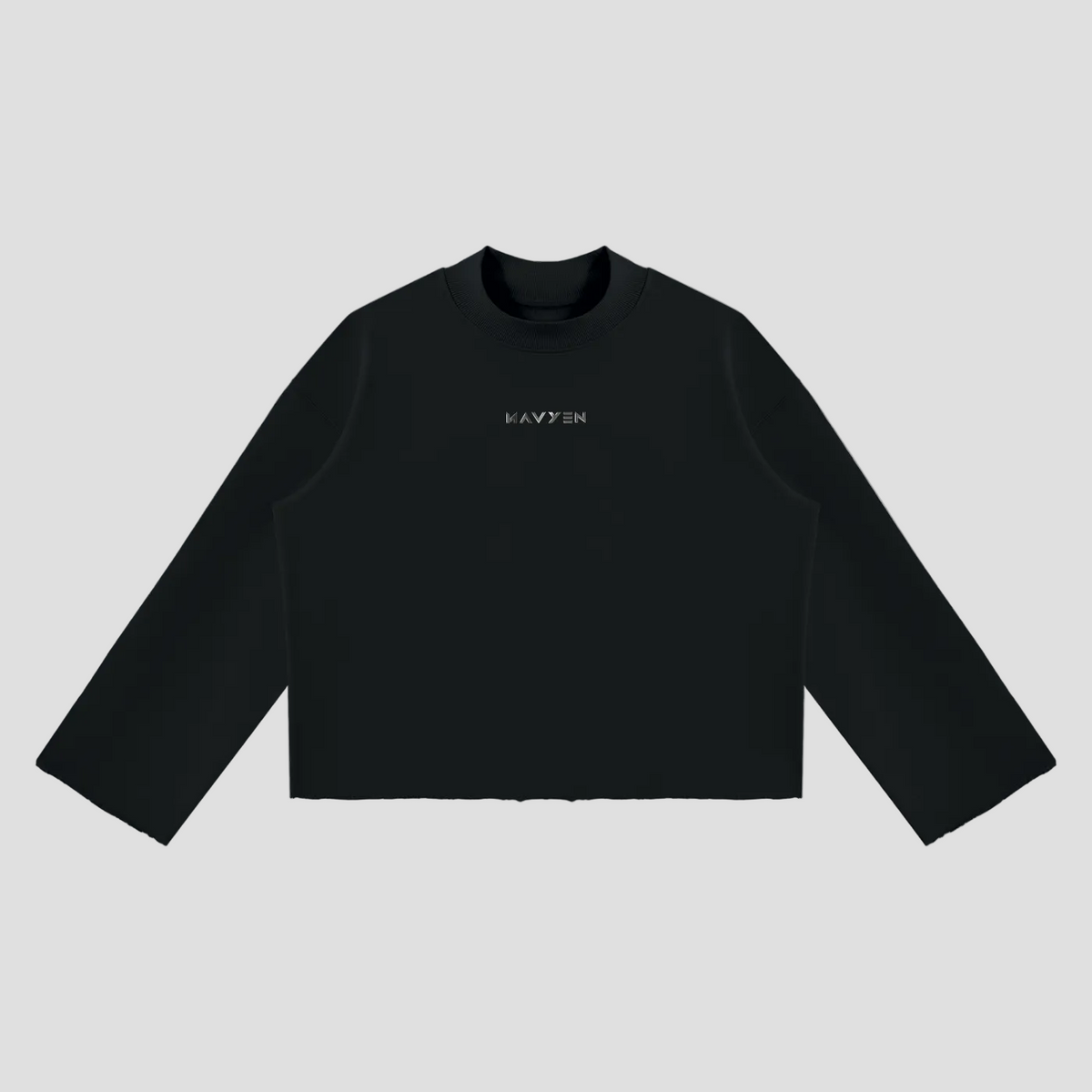 Unisex Mock Neck Raw Edge Boxy Sweatshirt