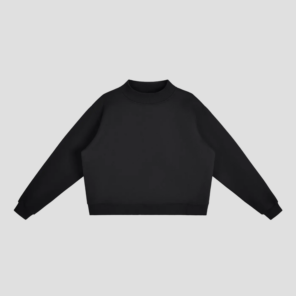 Essential Fleece Mock-Neck Crew Sweatshirt