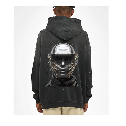 Vintage Wash Frayed Fleece Hoodie - 360 GSM
