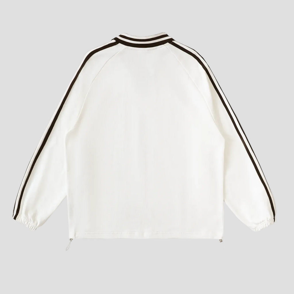 Contrast Striped Lapel Collar Sweatshirt