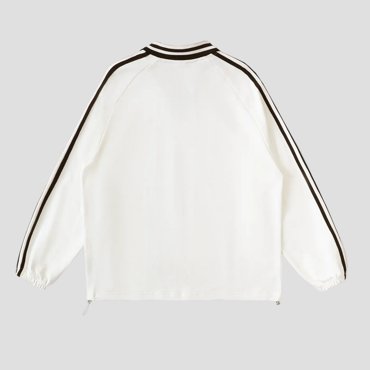 Contrast Striped Lapel Collar Sweatshirt