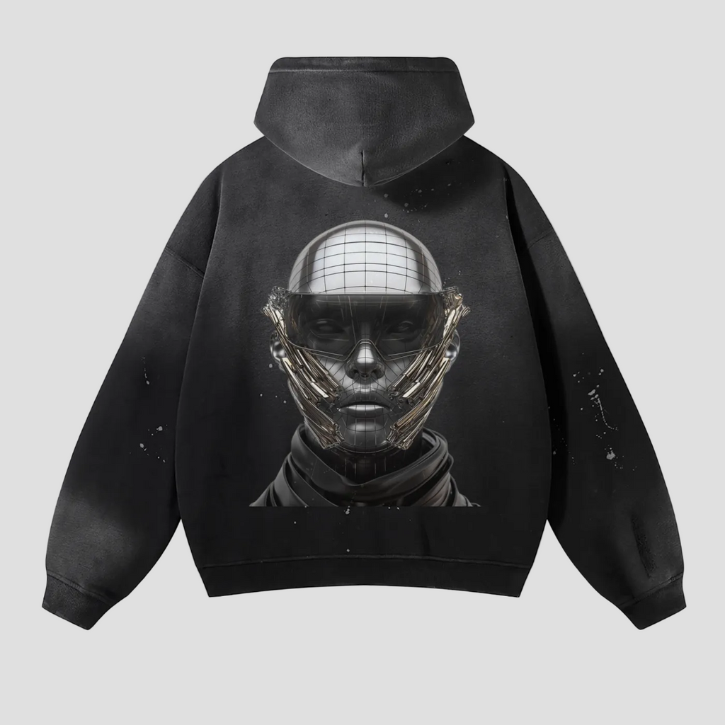 Vintage Wash Frayed Fleece Hoodie - 360 GSM