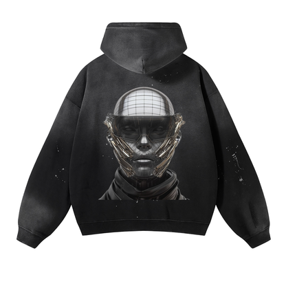 Vintage Wash Frayed Fleece Hoodie - 360 GSM