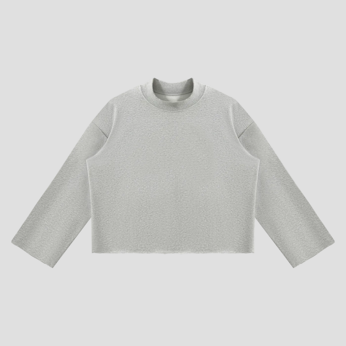Unisex Mock Neck Raw Edge Boxy Sweatshirt