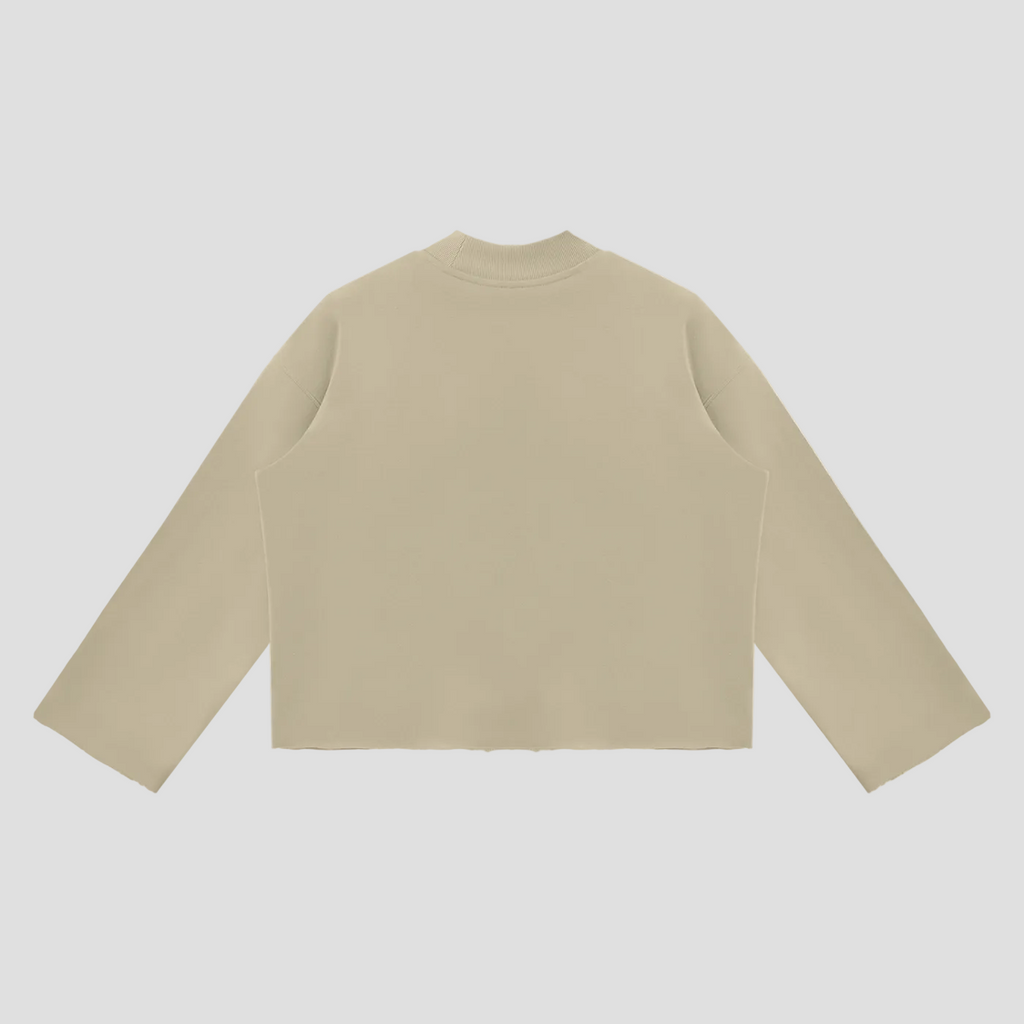 Unisex Mock Neck Raw Edge Boxy Sweatshirt