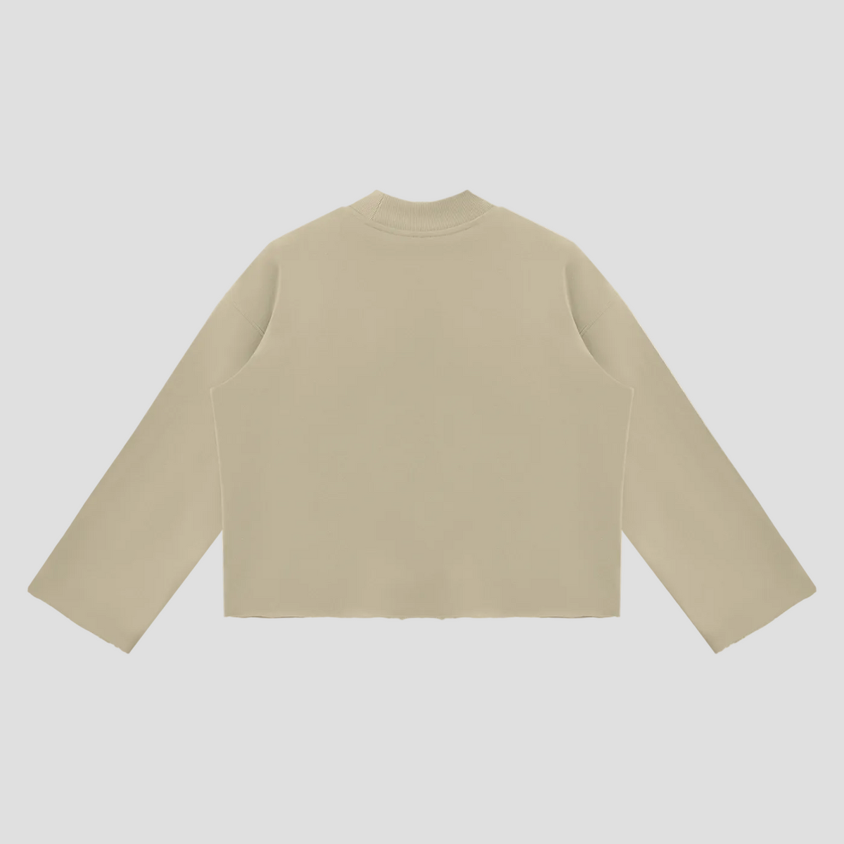 Unisex Mock Neck Raw Edge Boxy Sweatshirt