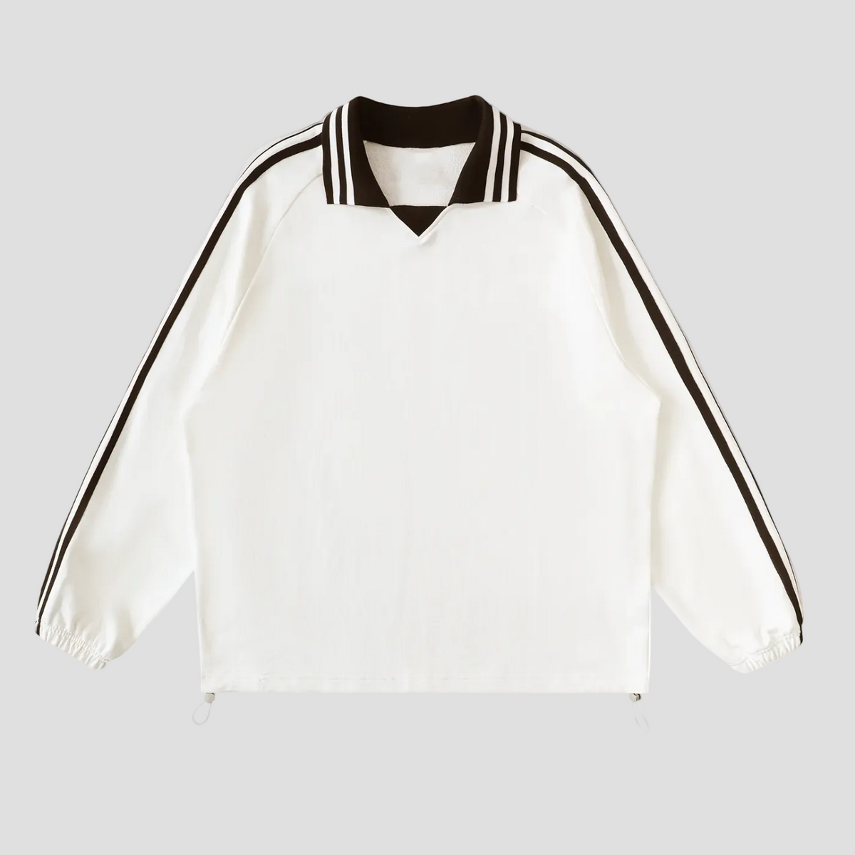 Contrast Striped Lapel Collar Sweatshirt
