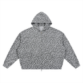 Unisex Leopard Print Waffle Full Zip Hoodie
