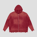 Unisex Distressed Full Zip Sweater