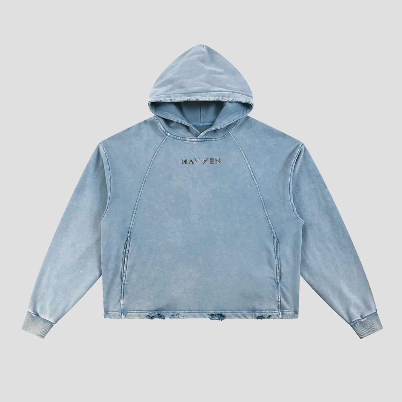 Vintage Washed Frayed-Hem Hoodie