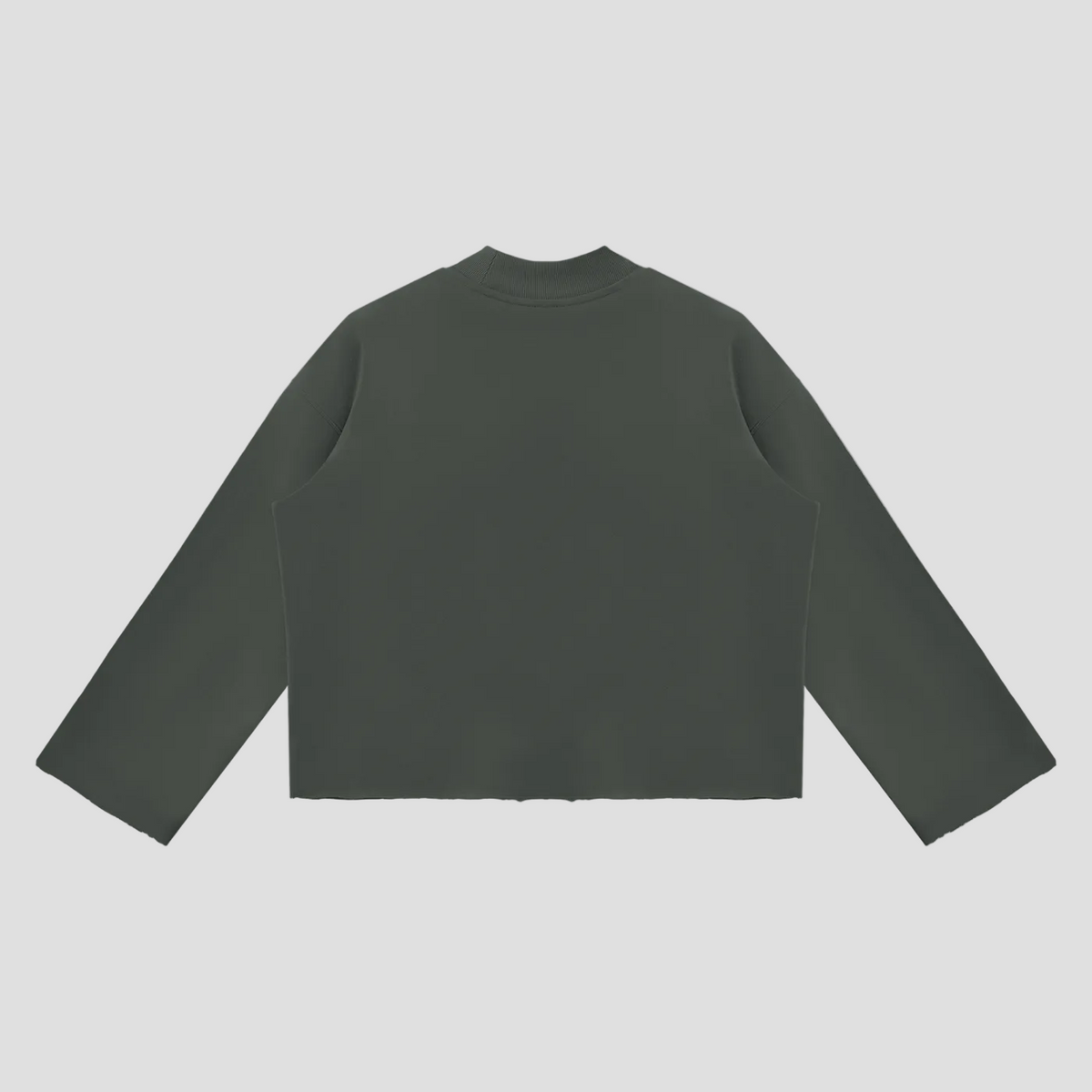 Unisex Mock Neck Raw Edge Boxy Sweatshirt