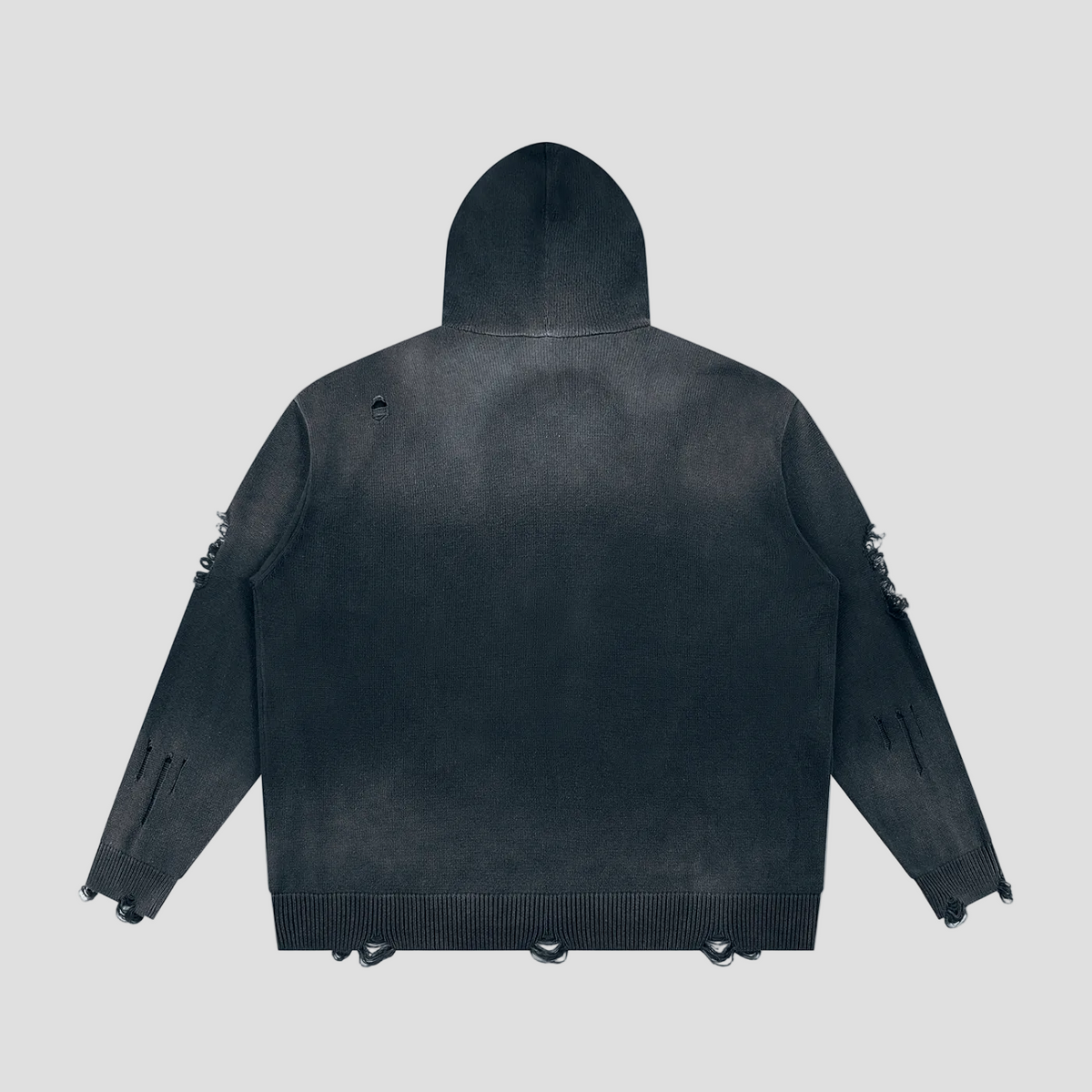 Unisex Distressed Full Zip Sweater