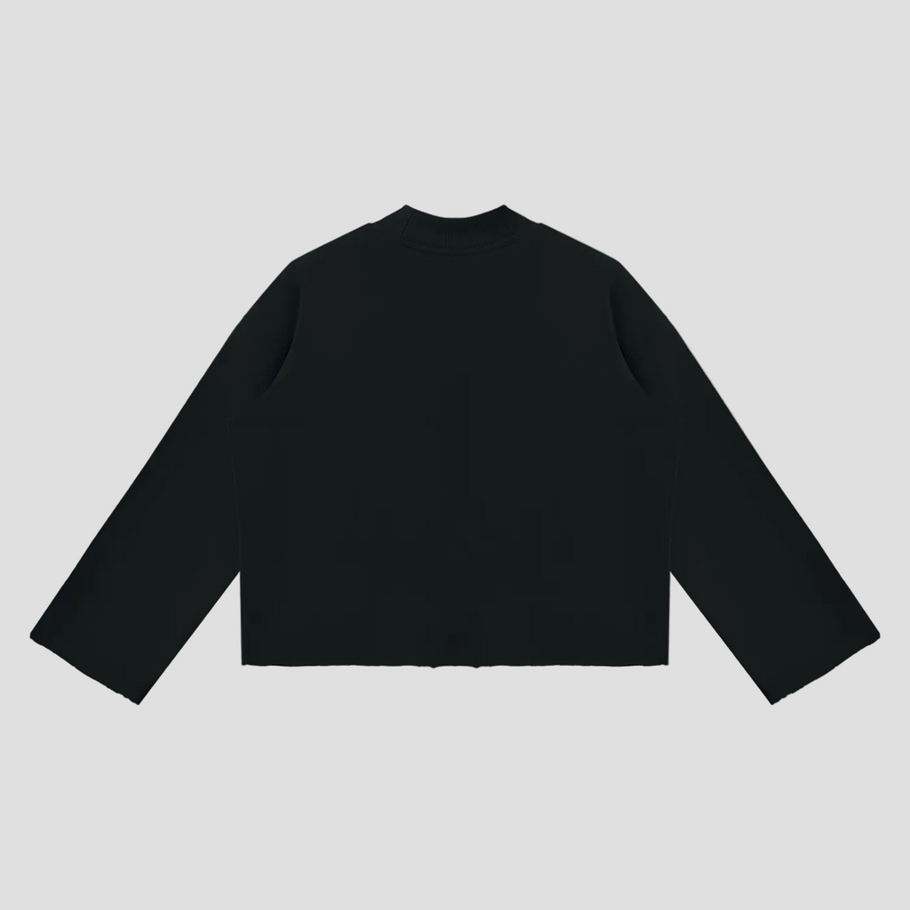 Unisex Mock Neck Raw Edge Boxy Sweatshirt