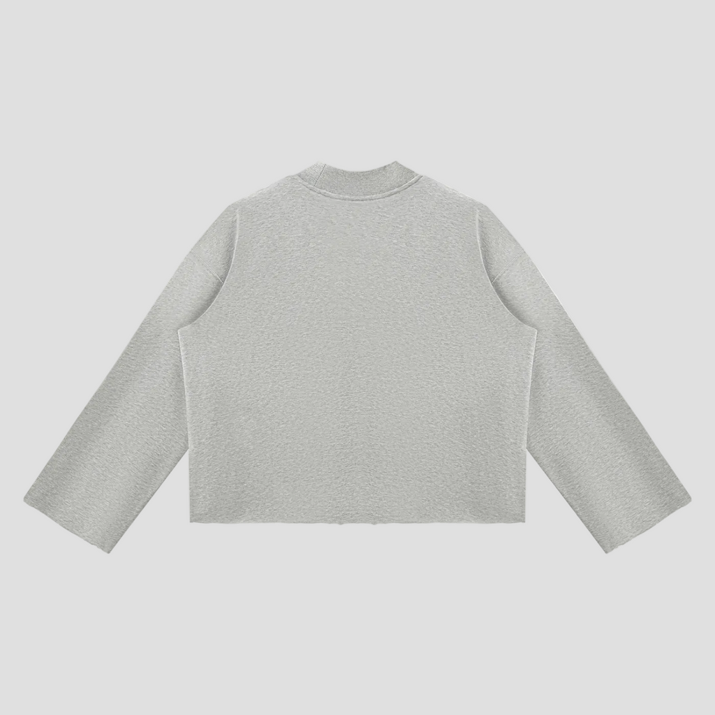 Unisex Mock Neck Raw Edge Boxy Sweatshirt