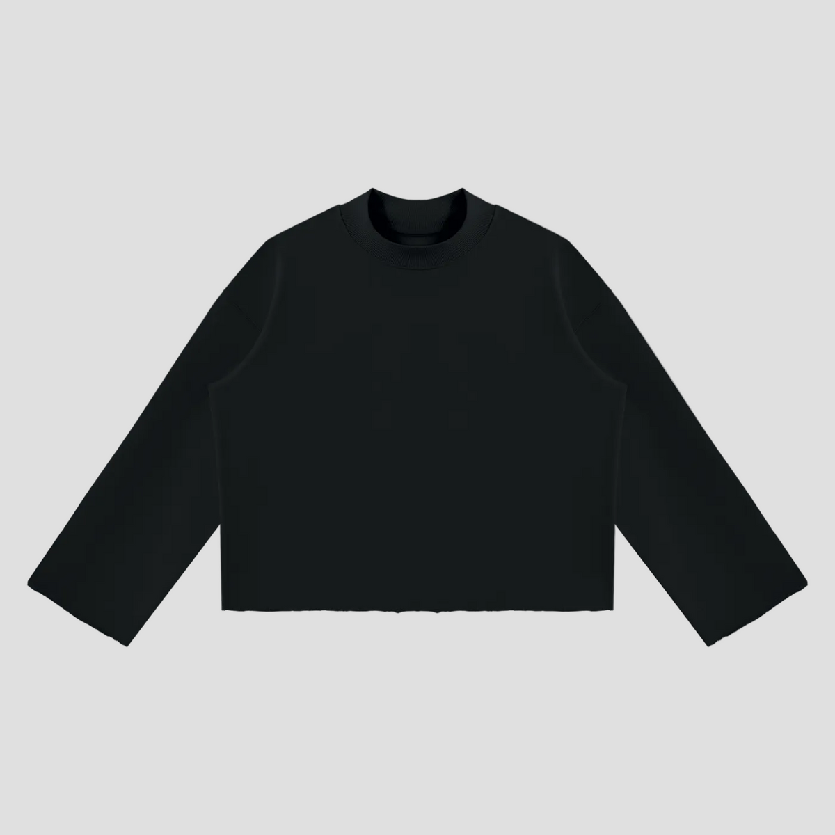 Unisex Mock Neck Raw Edge Boxy Sweatshirt