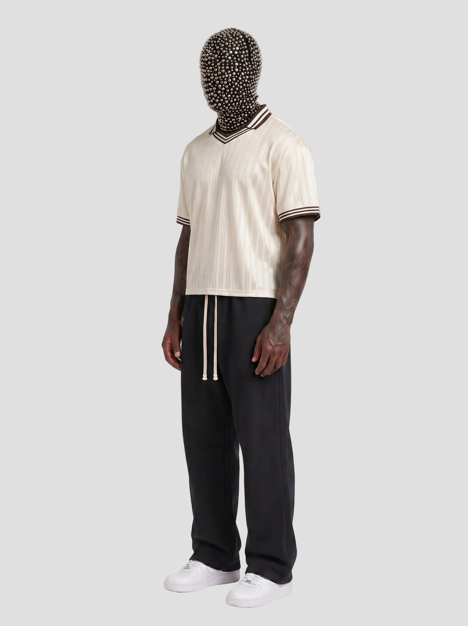 Contrast Stripes Polo Collar T-Shirt