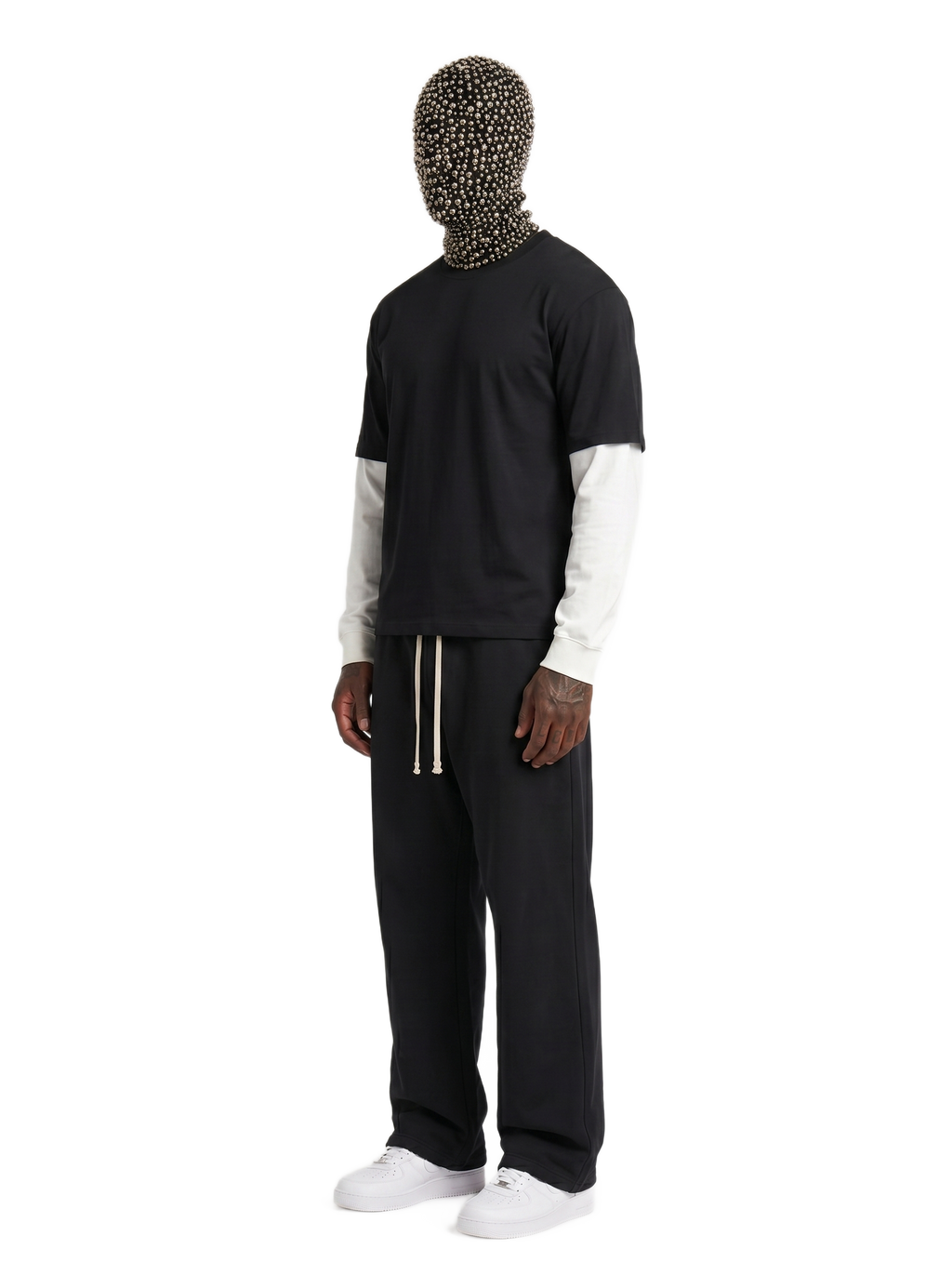 Layered Contrast Sleeve Cotton T-Shirt