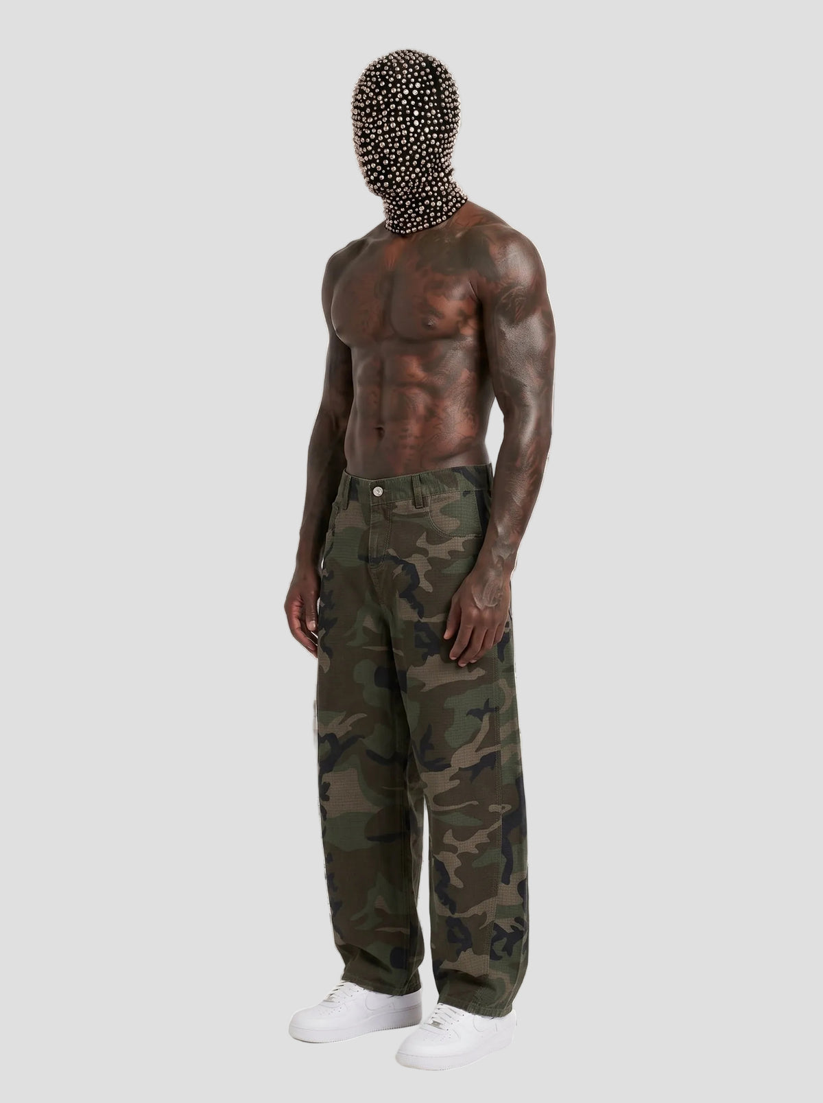 Men’s Camo Barrel Leg Cargo Pants