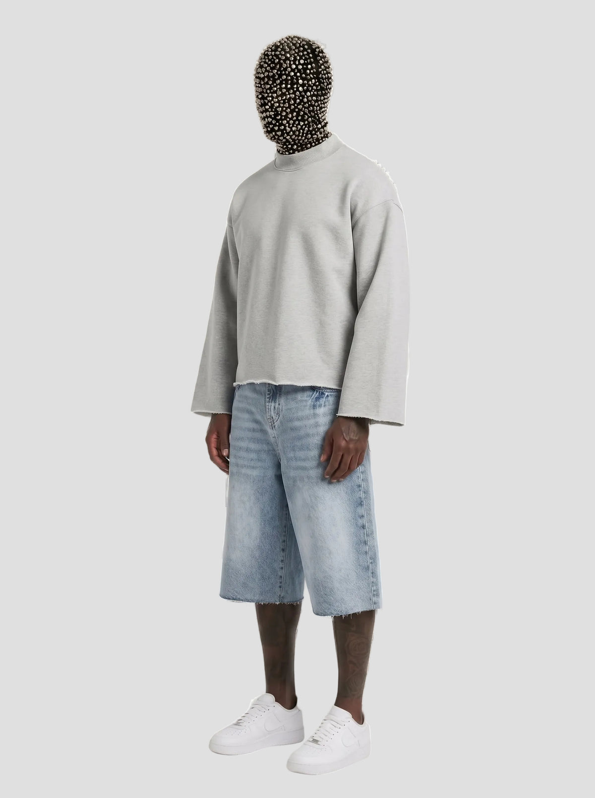 Unisex Mock Neck Raw Edge Boxy Sweatshirt