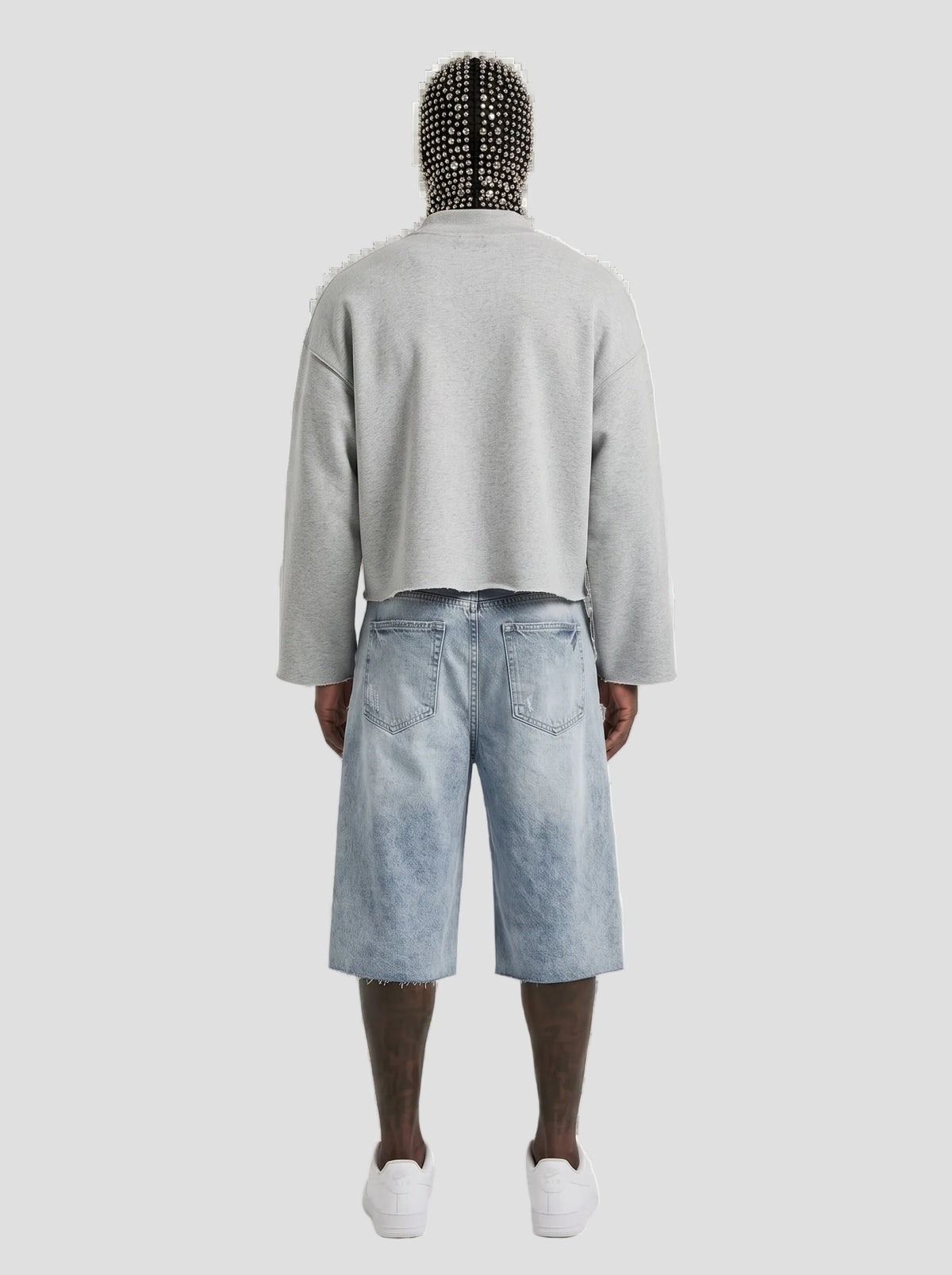 Unisex Mock Neck Raw Edge Boxy Sweatshirt