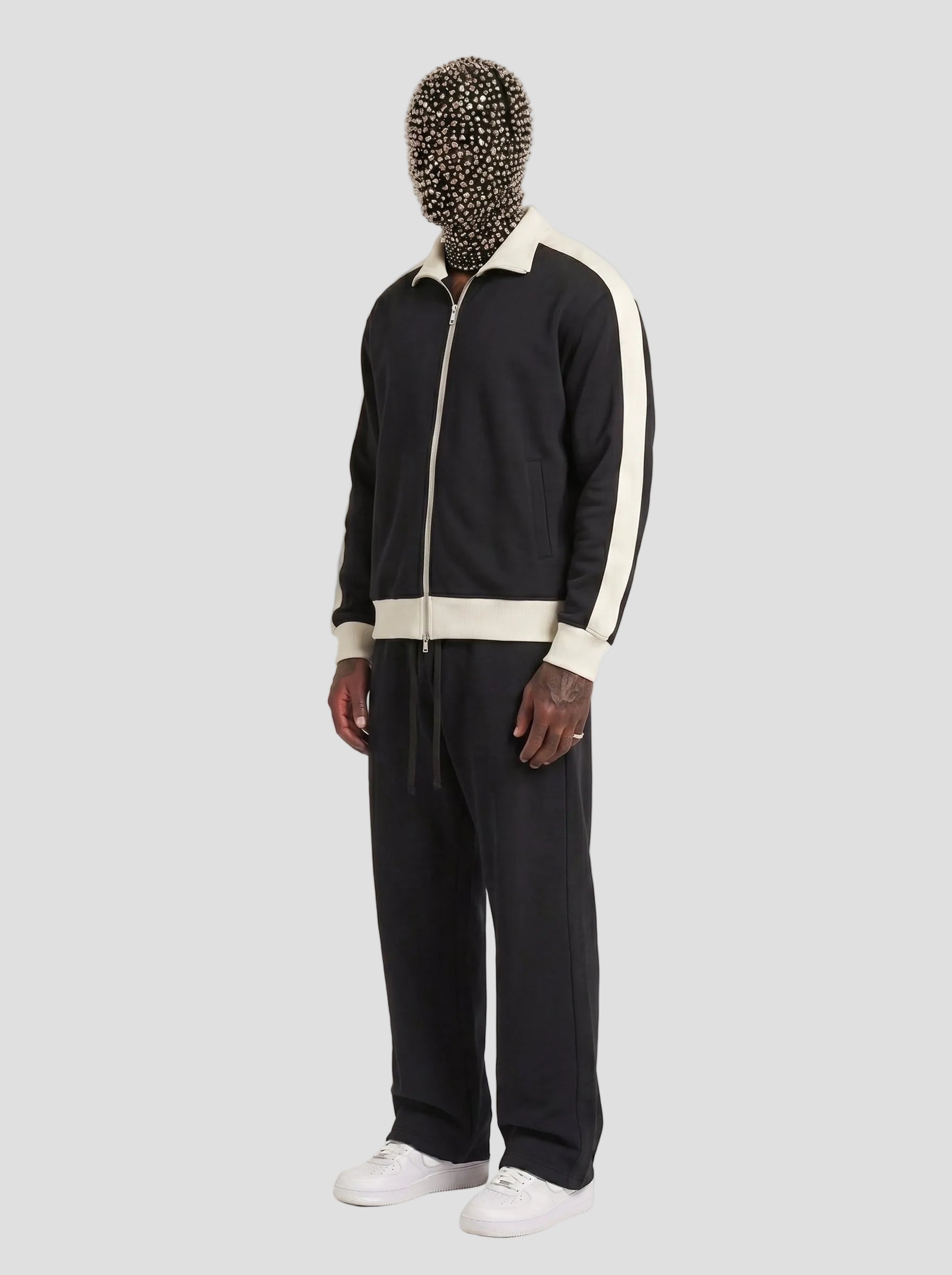 Contrast Trim Stand Collar Jacket
