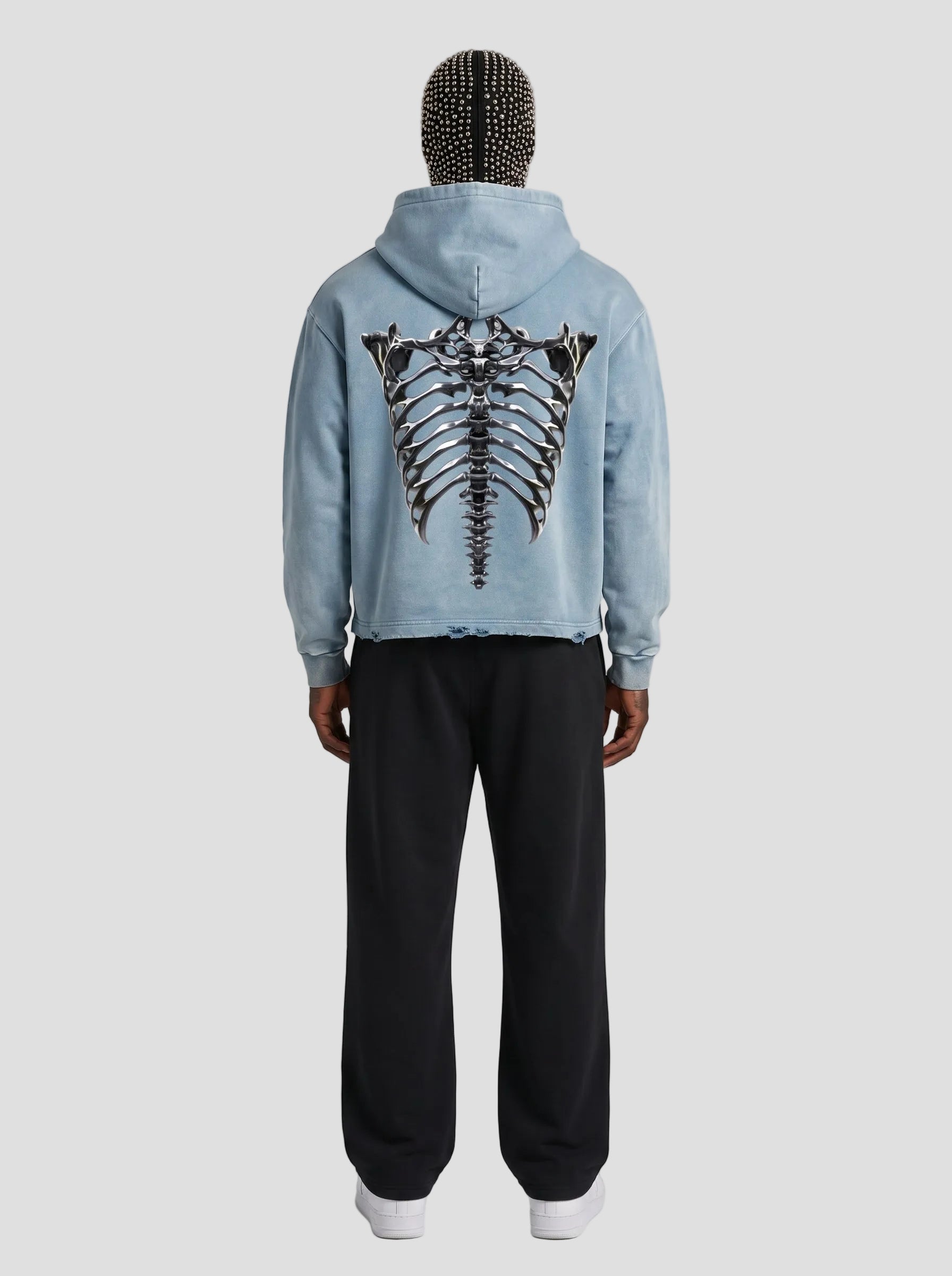 Vintage Washed Frayed-Hem Hoodie
