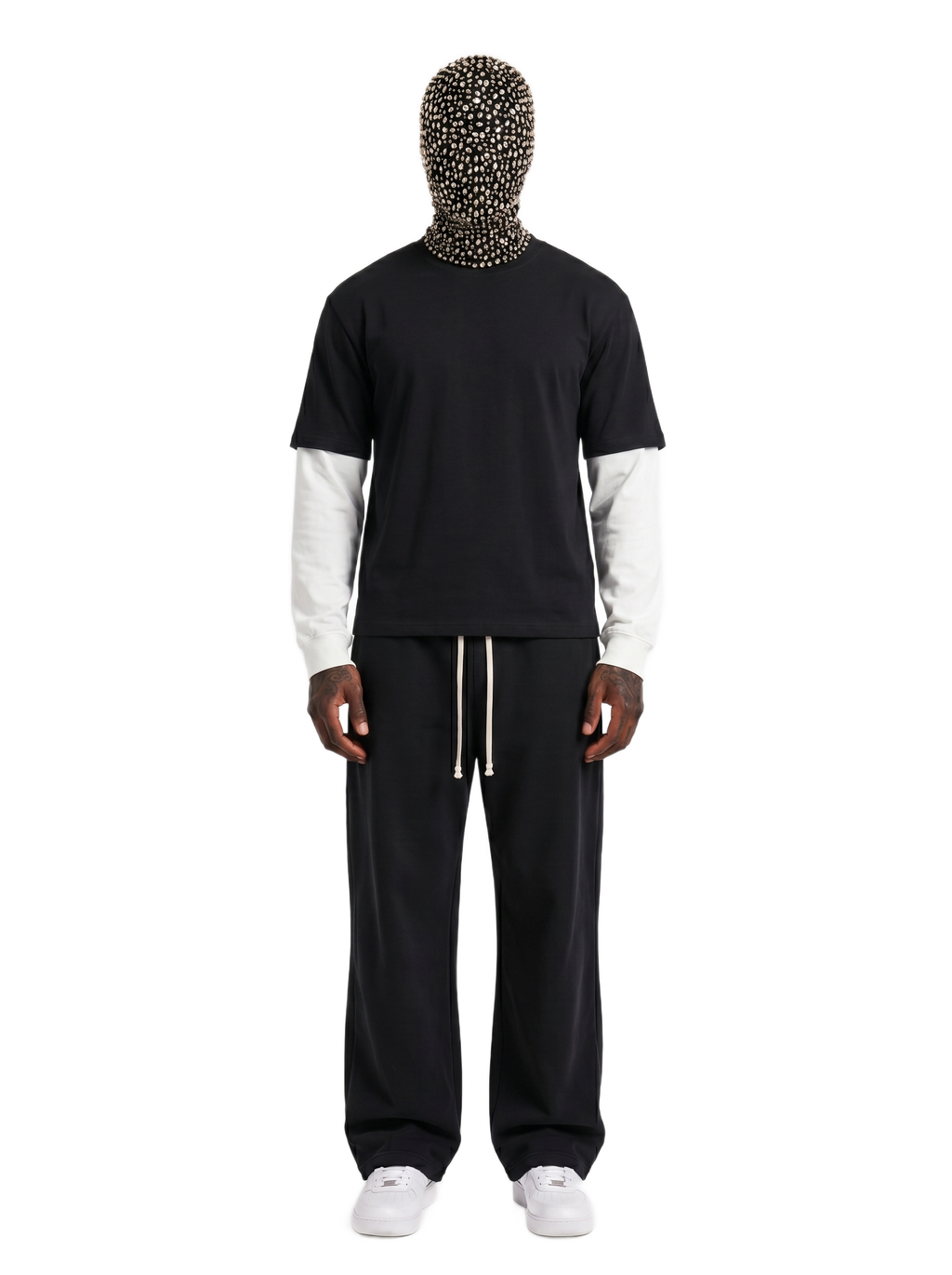 Layered Contrast Sleeve Cotton T-Shirt