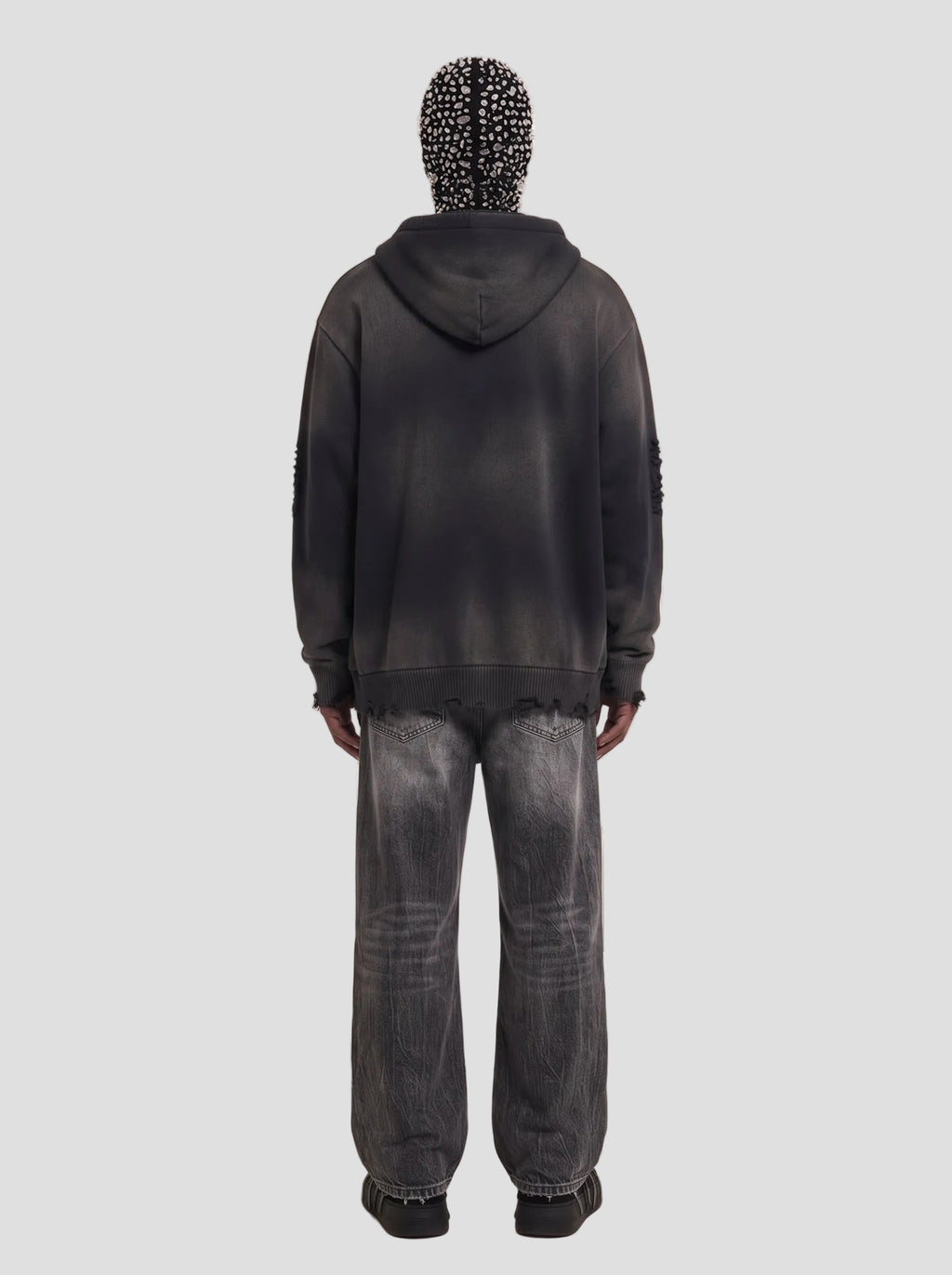 Unisex Distressed Full Zip Sweater