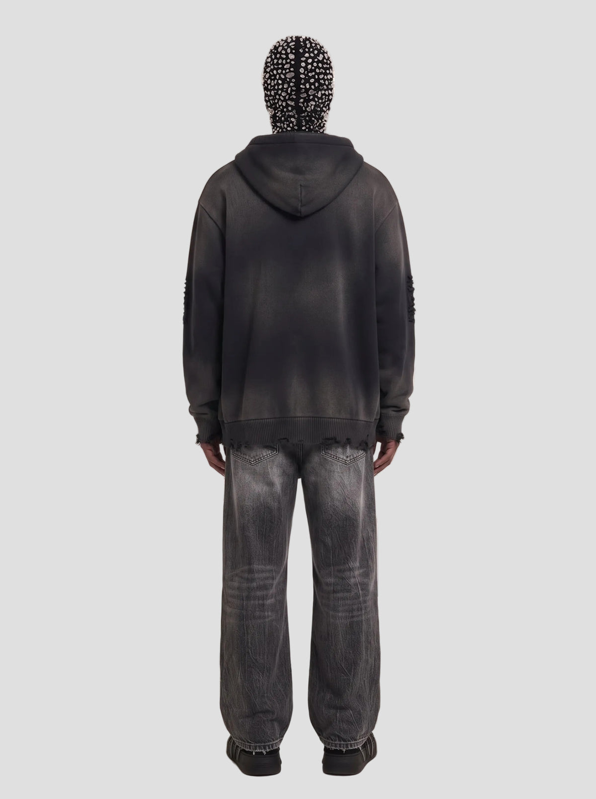 Unisex Distressed Full Zip Sweater