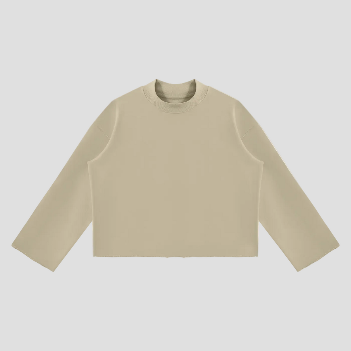 Unisex Mock Neck Raw Edge Boxy Sweatshirt