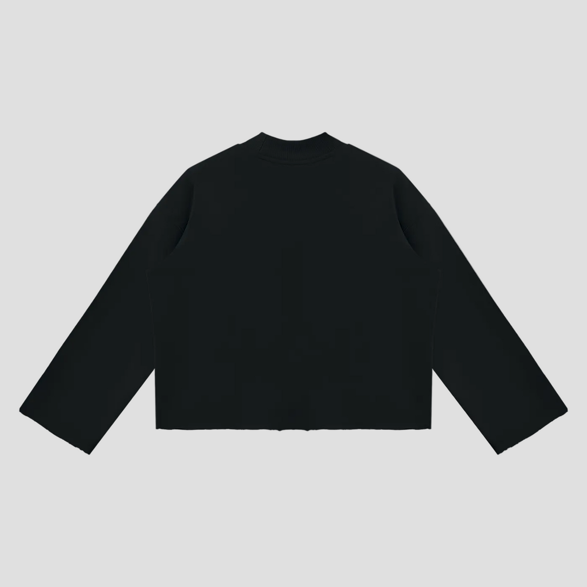 Unisex Mock Neck Raw Edge Boxy Sweatshirt