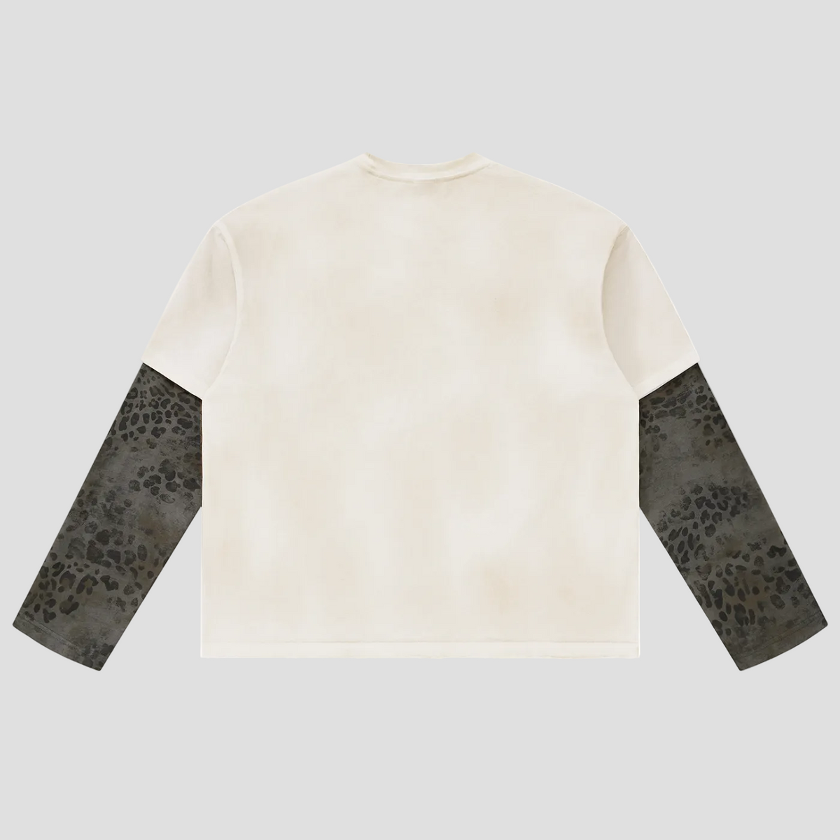 Unisex Vintage Wash Leopard Paneled Layer T-Shirt