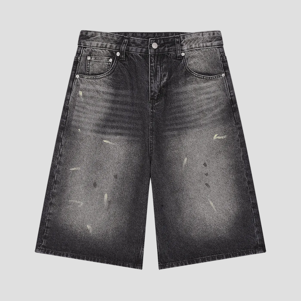 Men’s Vintage Wash Wide Leg Denim Shorts