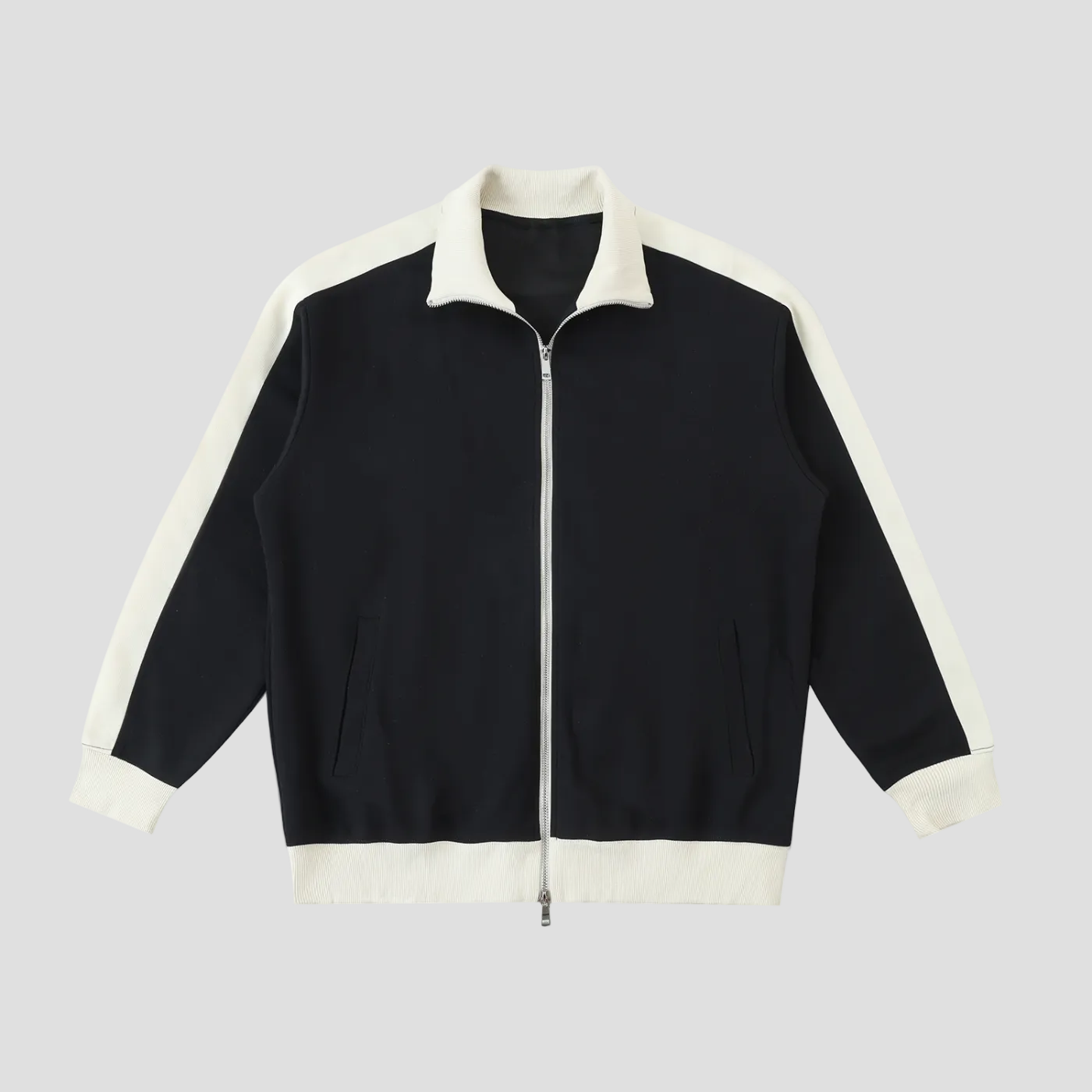 Contrast Trim Stand Collar Jacket