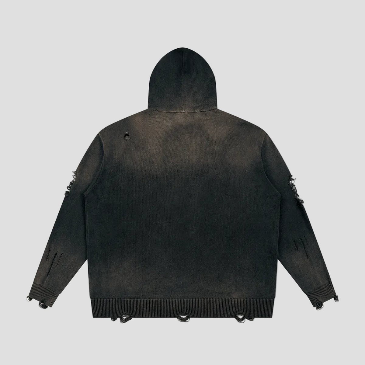 Unisex Distressed Full Zip Sweater