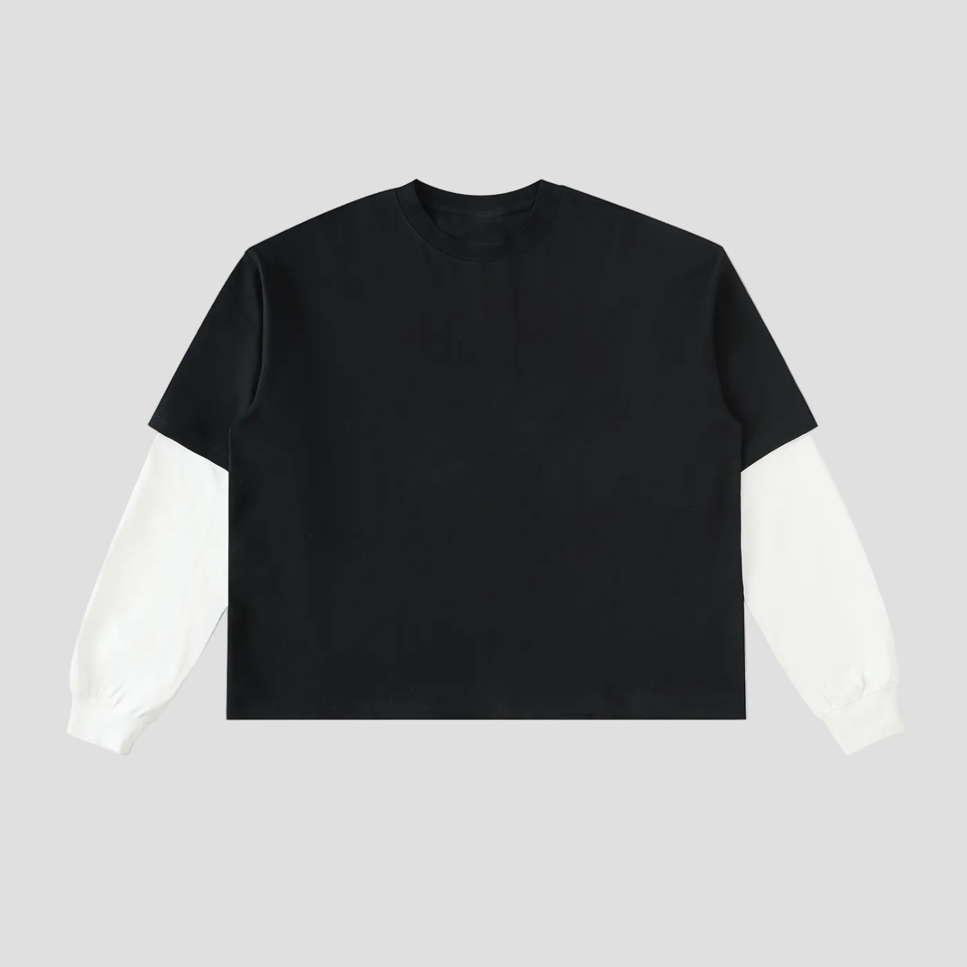 Layered Contrast Sleeve Cotton T-Shirt
