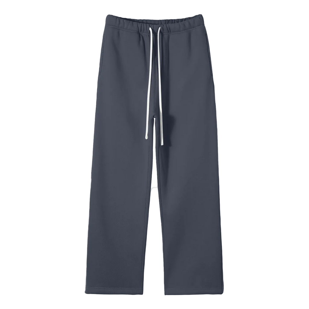 Unisex Solid Color Fleece Straight Leg Pants