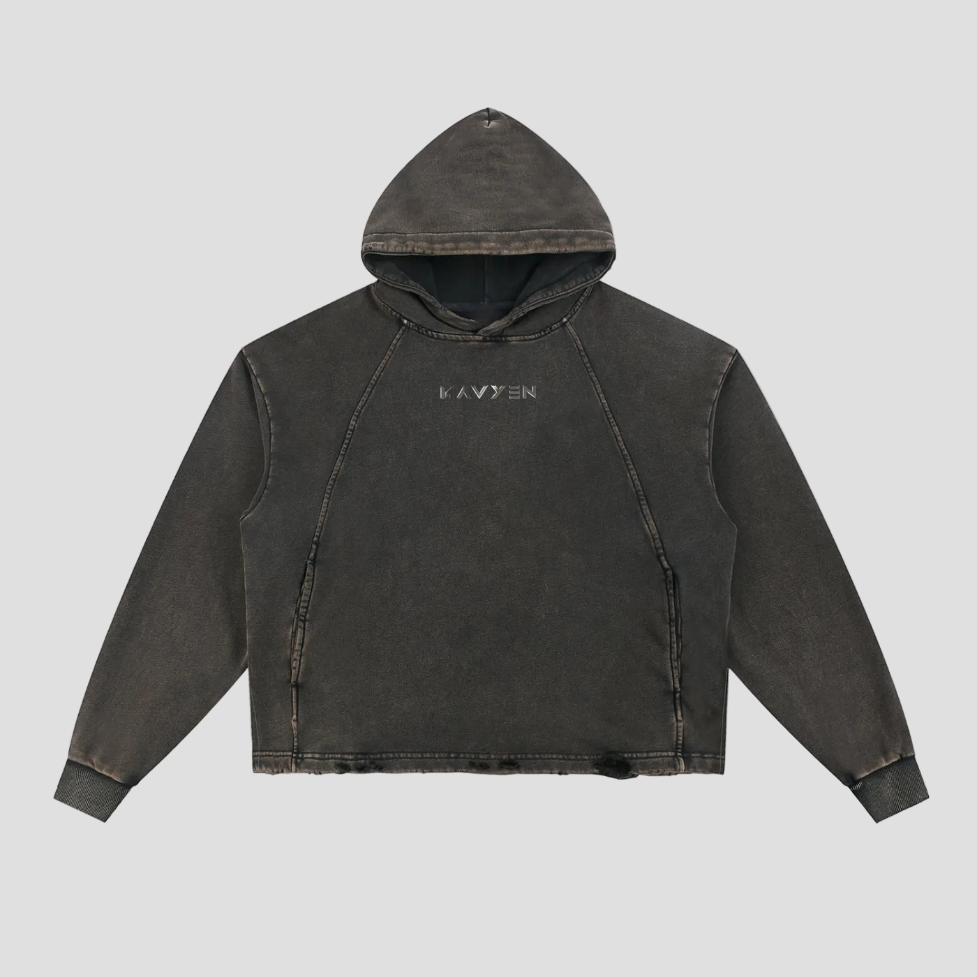 Vintage Washed Frayed-Hem Hoodie