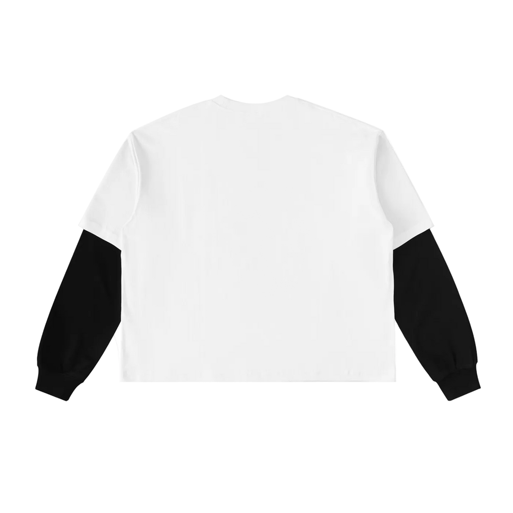Layered Contrast Sleeve Cotton T-Shirt