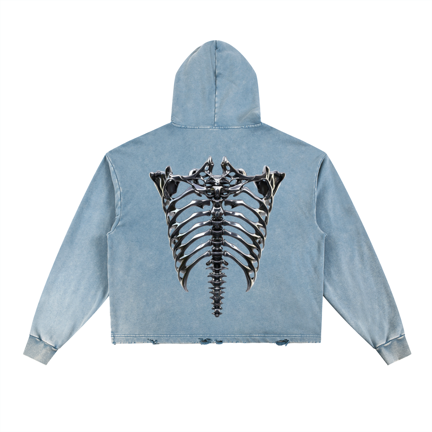 Vintage Washed Frayed-Hem Hoodie