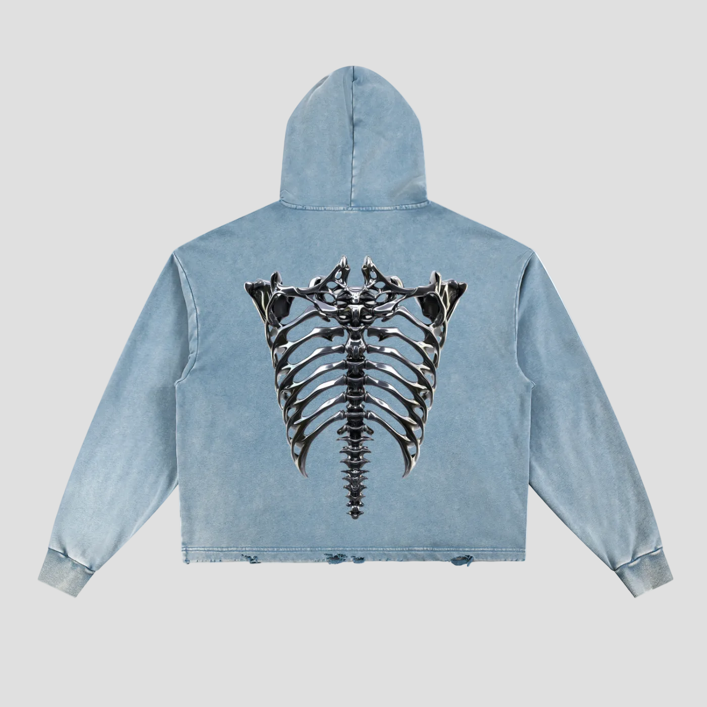 Vintage Washed Frayed-Hem Hoodie