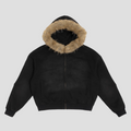 Sun Fade Boxy Detachable Fur Hoodie