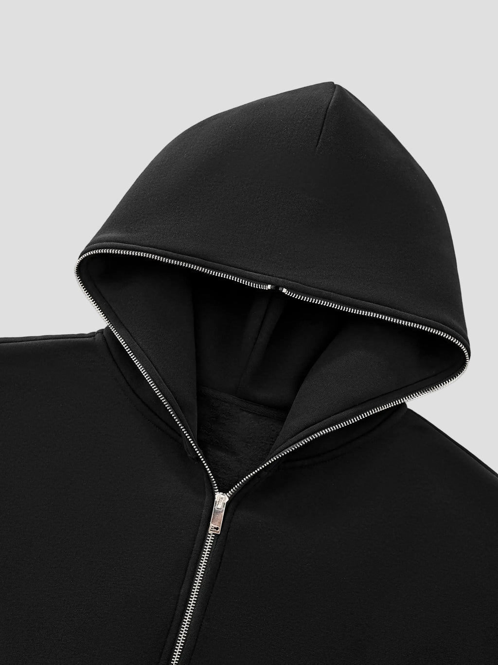 Fleeced Full-Zip Boxy Hoodie
