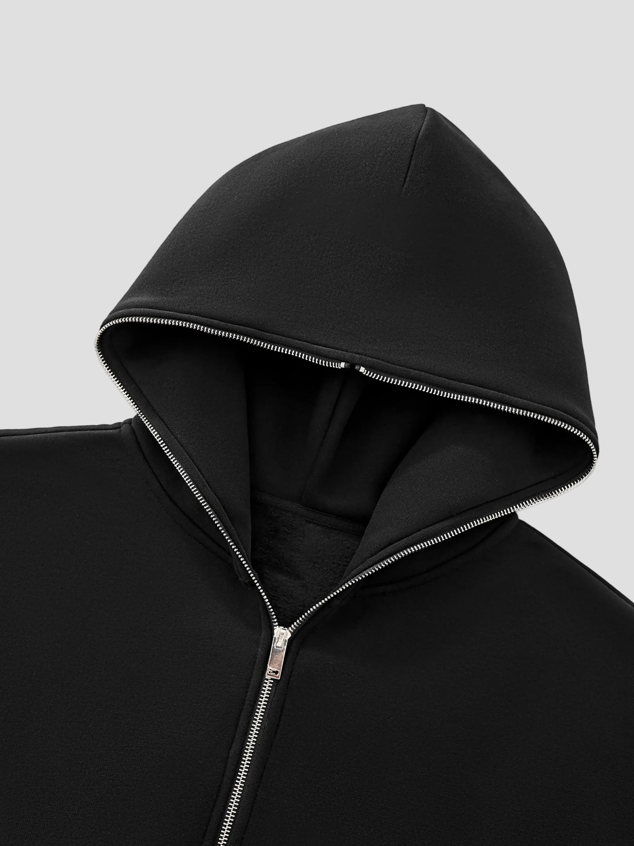 Fleeced Full-Zip Boxy Hoodie